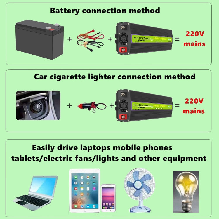 8000W Pure Sine Wave Inverter Car Single Digital Display Voltage Converter, Gurxun 12V-220V, Gurxun 24V-220V, Gurxun 48V-220V, Gurxun 60V-220V 8000W Pure Sine Wave Inverter Car Single Digital Display Voltage Converter, Gurxun 12V-220V, Gurxun 24V-220V, Gurxun 48V-220V, Gurxun 60V-220V